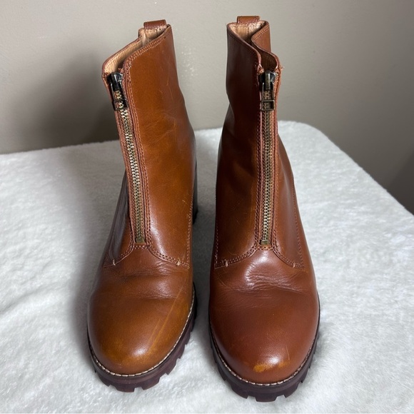 Madewell Shoes - Madewell Alyce Brown Chestnut Leather Front Zipper Heeled Boots Size 11